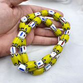 BEAUTIFUL OLD AFRICAN Yellow Blue GLASS Vinatge BEADS 17-14MM